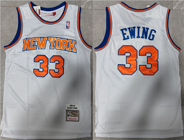 Men's New Yok Knicks #33 Patrick Ewing White Throwback Stitched Jersey